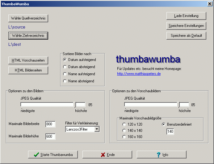 Screenshot vom Programm: ThumbaWumba